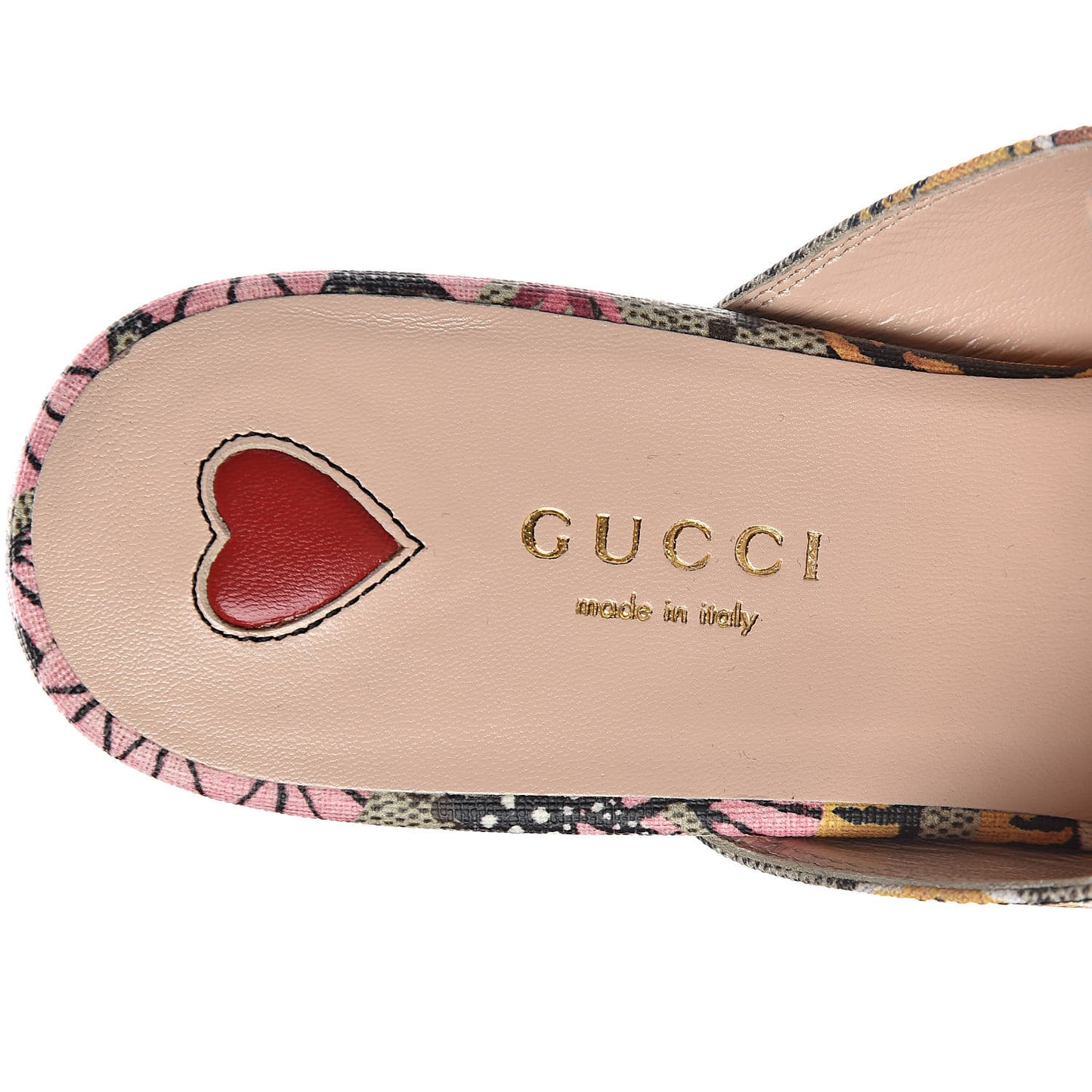 GG Supreme Monogram Bengal Womens Princetown Slippers 37 Beige Crop Pink