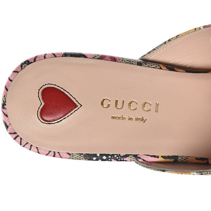 Gucci GG Supreme Monogram Bengal Womens Princetown Slippers 37 Beige Crop Pink 6 of 10
