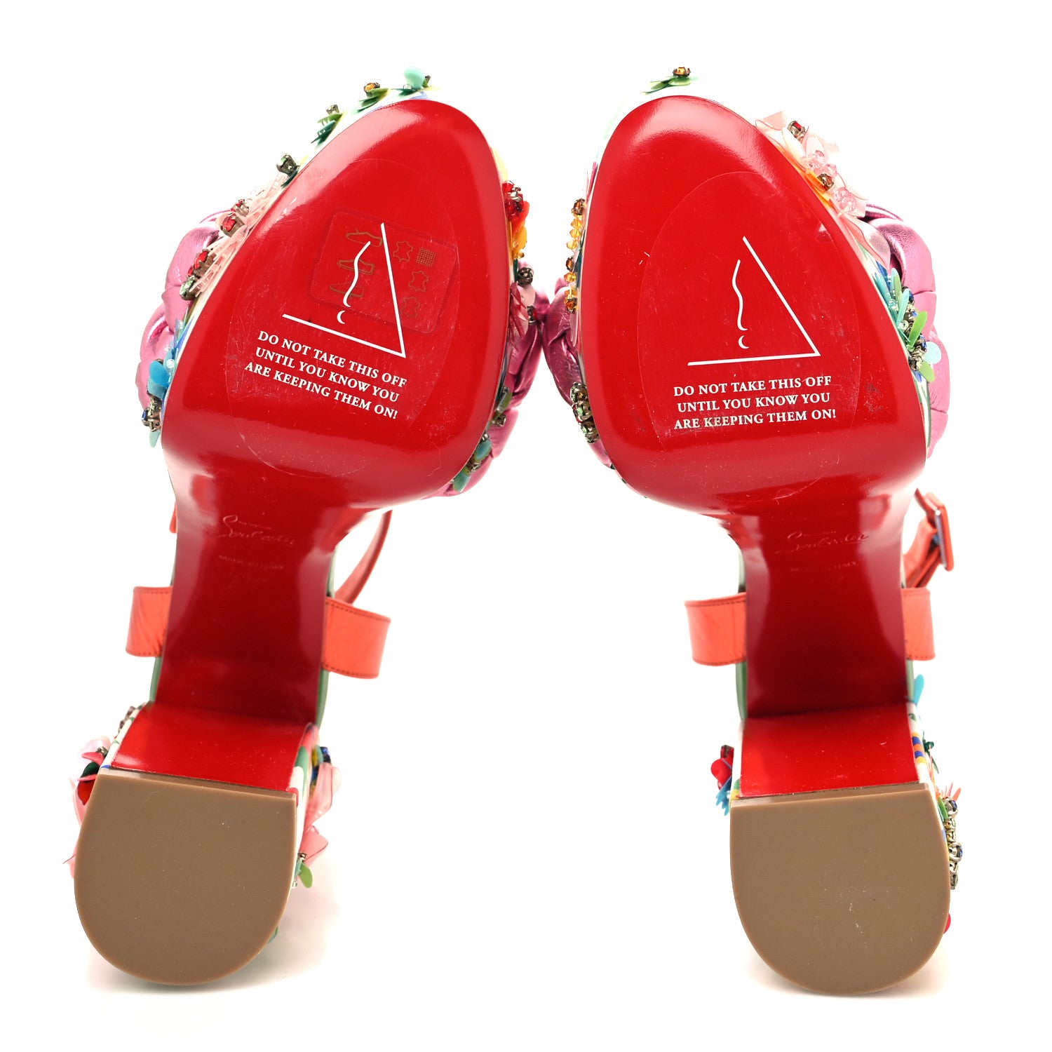 Christian Louboutin Metallic Nappa Crystal Floral Embellished Movida Brio Bloomy 130 Platform Pump 38.5 Multicolor 5 of 8