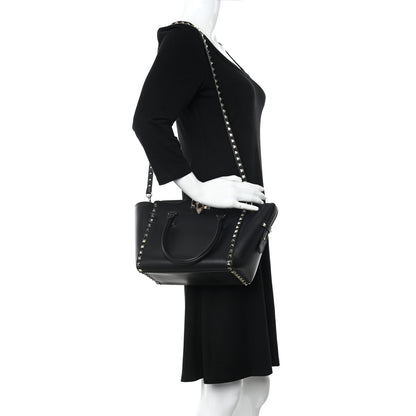 Valentino Garavani Vitello Small Rockstud Double Handle Tote Black 2 of 9