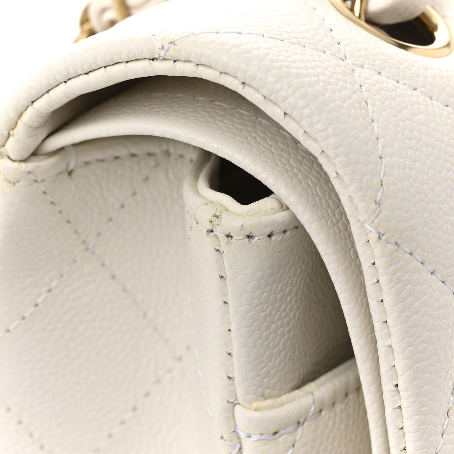 Caviar Quilted Medium Double Flap White