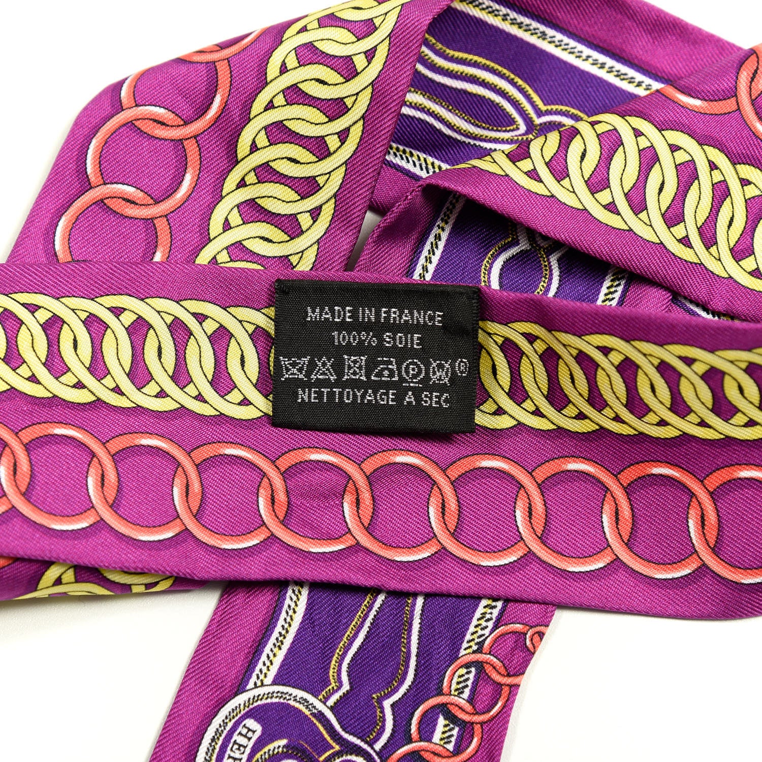 Hermes Silk Maillons Twilly Fuchsia Violet Jaune 2 of 4