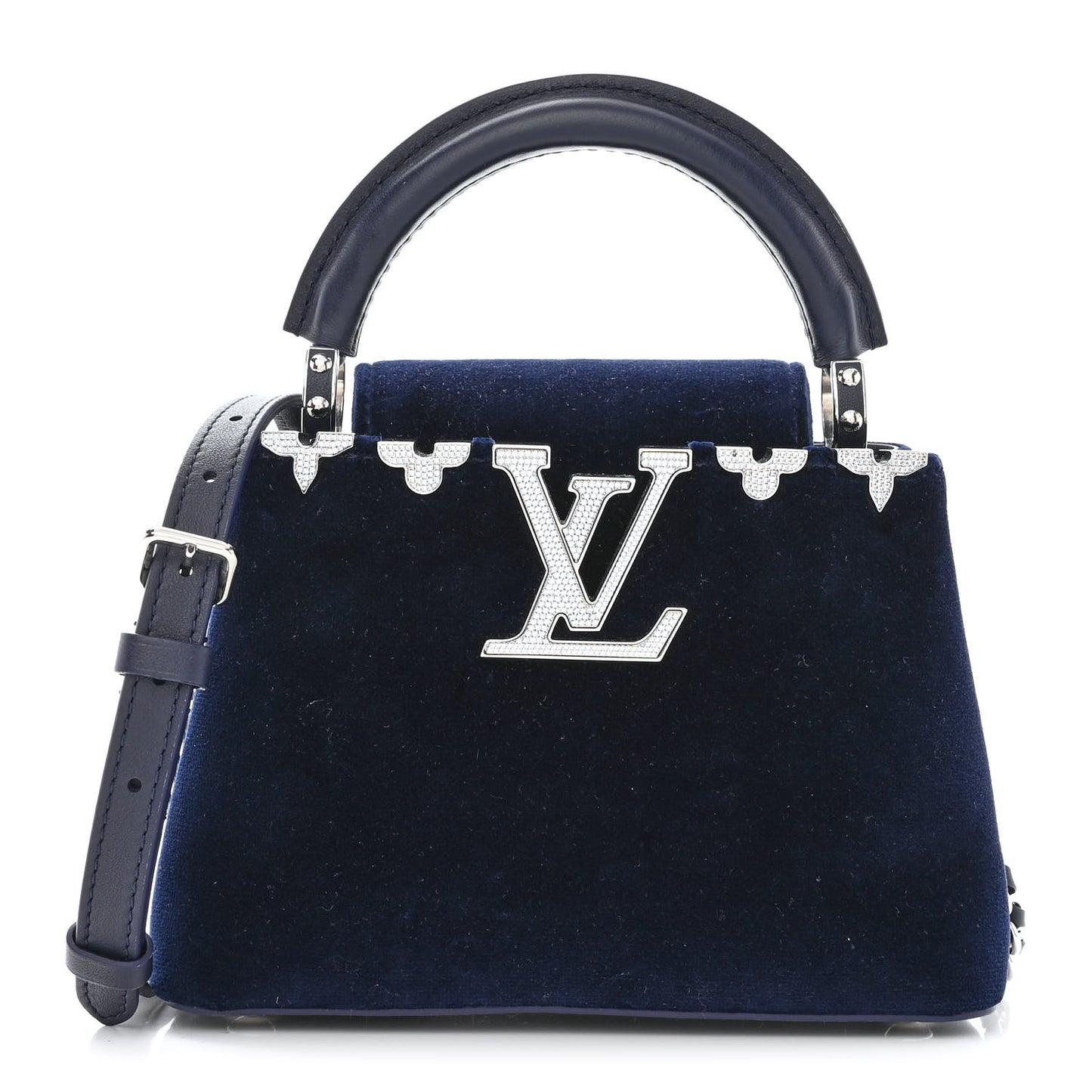 Velvet Crystal Capucines Mini Midnight Blue