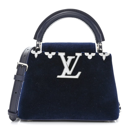 Louis Vuitton Velvet Crystal Capucines Mini Midnight Blue 1 of 9