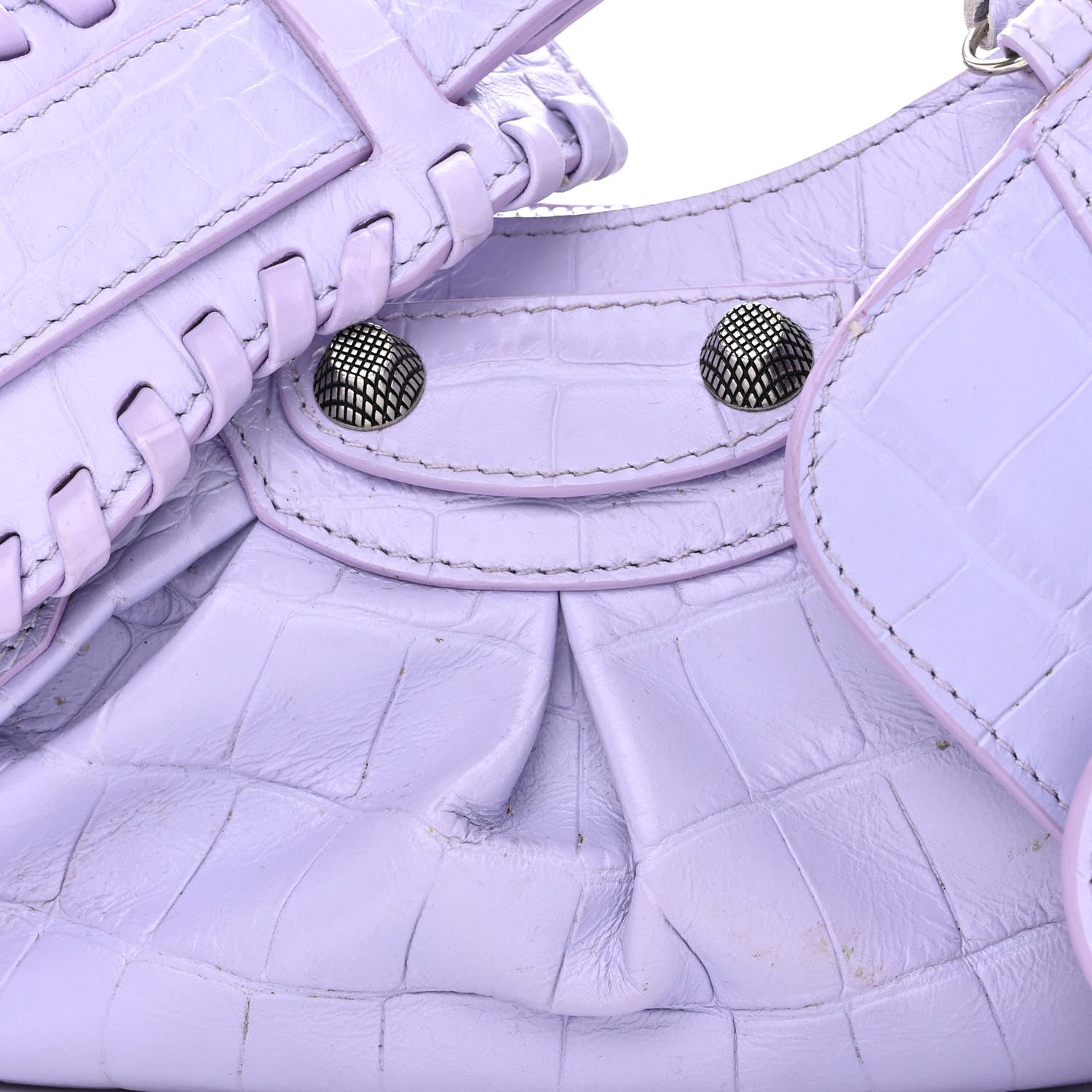 Balenciaga Extra Supple Calfskin Crocodile Embossed Le Cagole Shoulder Bag XS Lilac 9 of 11