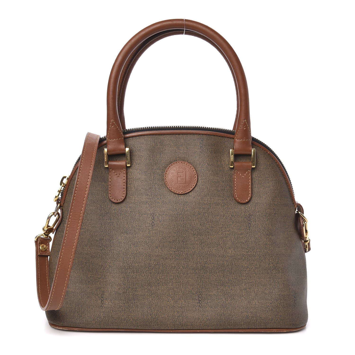 Fendi Nappa Canvas Top Handle Bag Brown 1 of 13