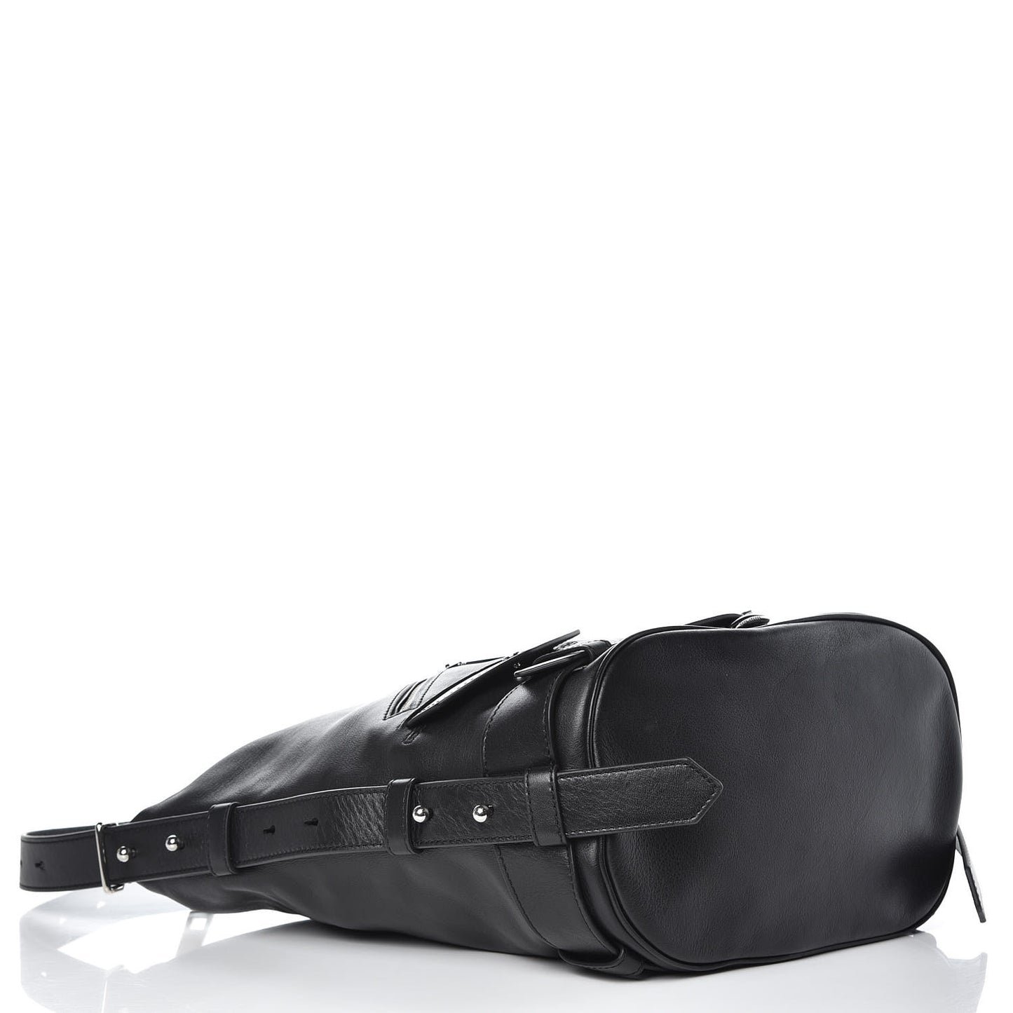 Calfskin Sling Moto Shoulder Bag Black
