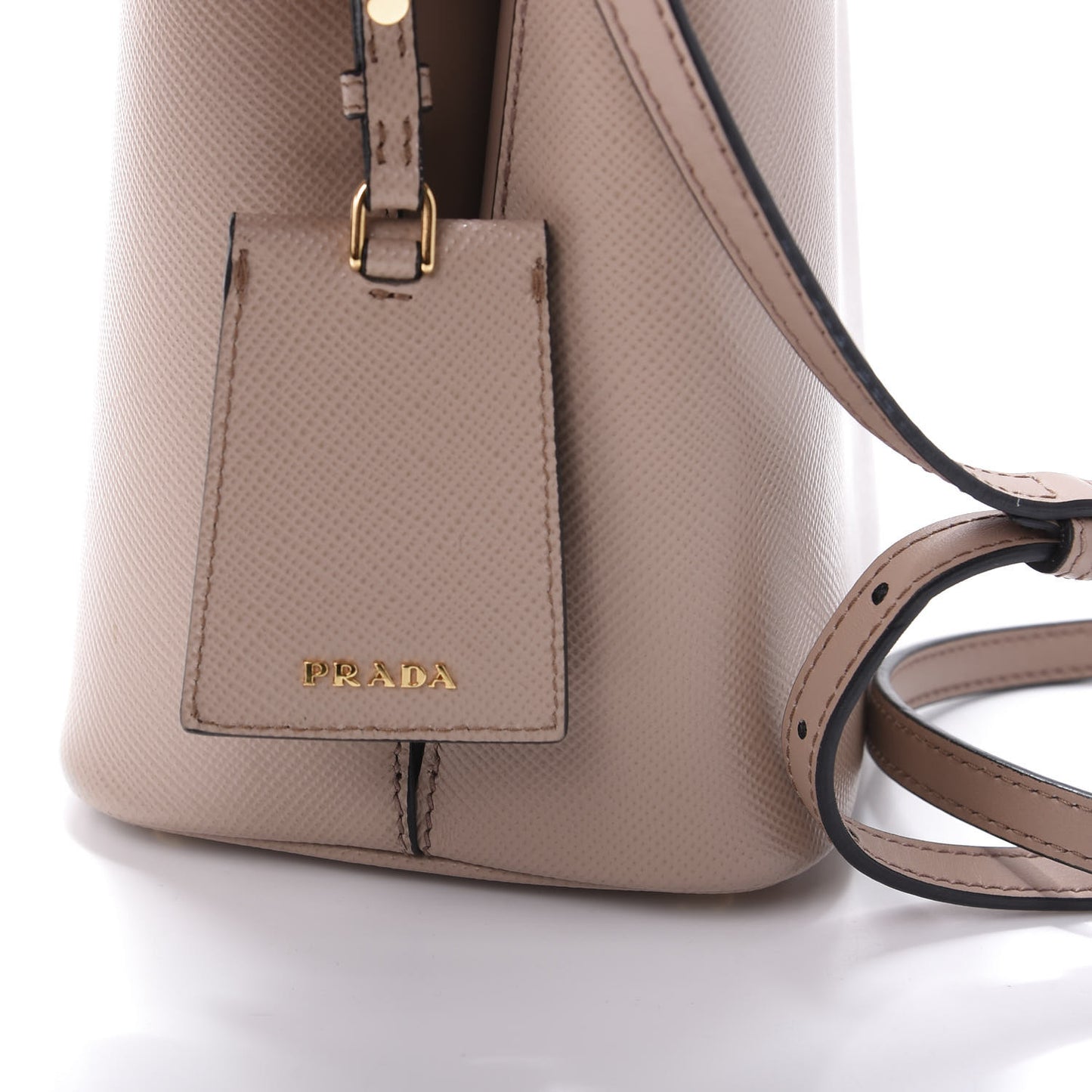 Saffiano Cuir Medium Panier Bucket Bag Cipria Black