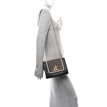 Louis Vuitton Calfskin Monogram Braided Twist Shoulder Bag MM Black 2 of 9