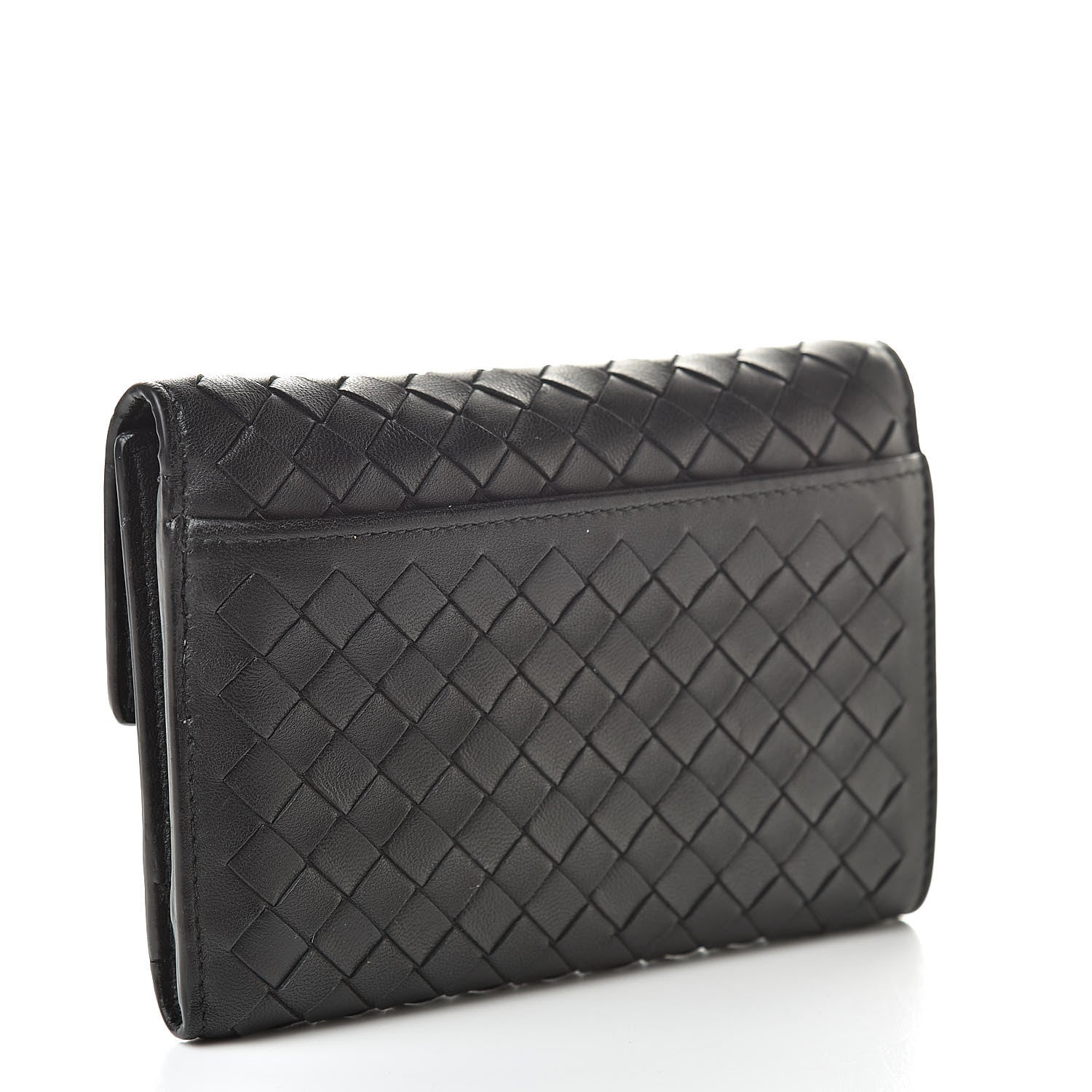 Bottega Veneta Nappa Intrecciato Continental Compact Flap Wallet Black 3 of 9