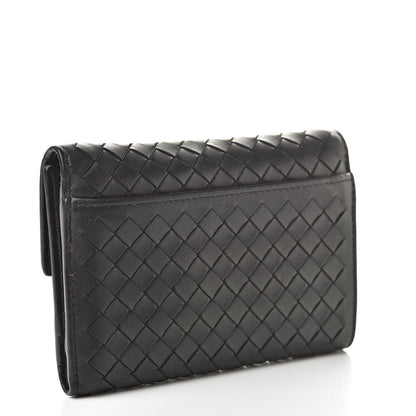 Bottega Veneta Nappa Intrecciato Continental Compact Flap Wallet Black 3 of 9