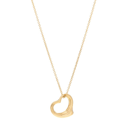Tiffany 18K Yellow Gold 16mm Elsa Peretti Open Heart Pendant Necklace 1 of 7