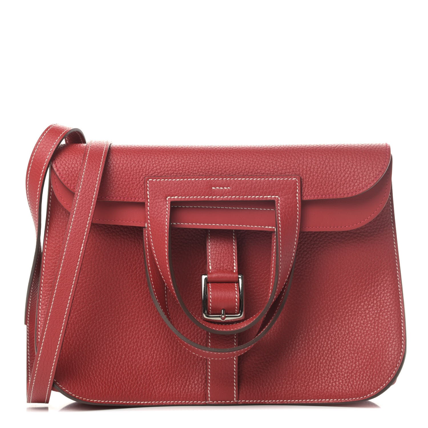 Hermes Taurillon Clemence Halzan 31 GM Rouge Casaque 1 of 6