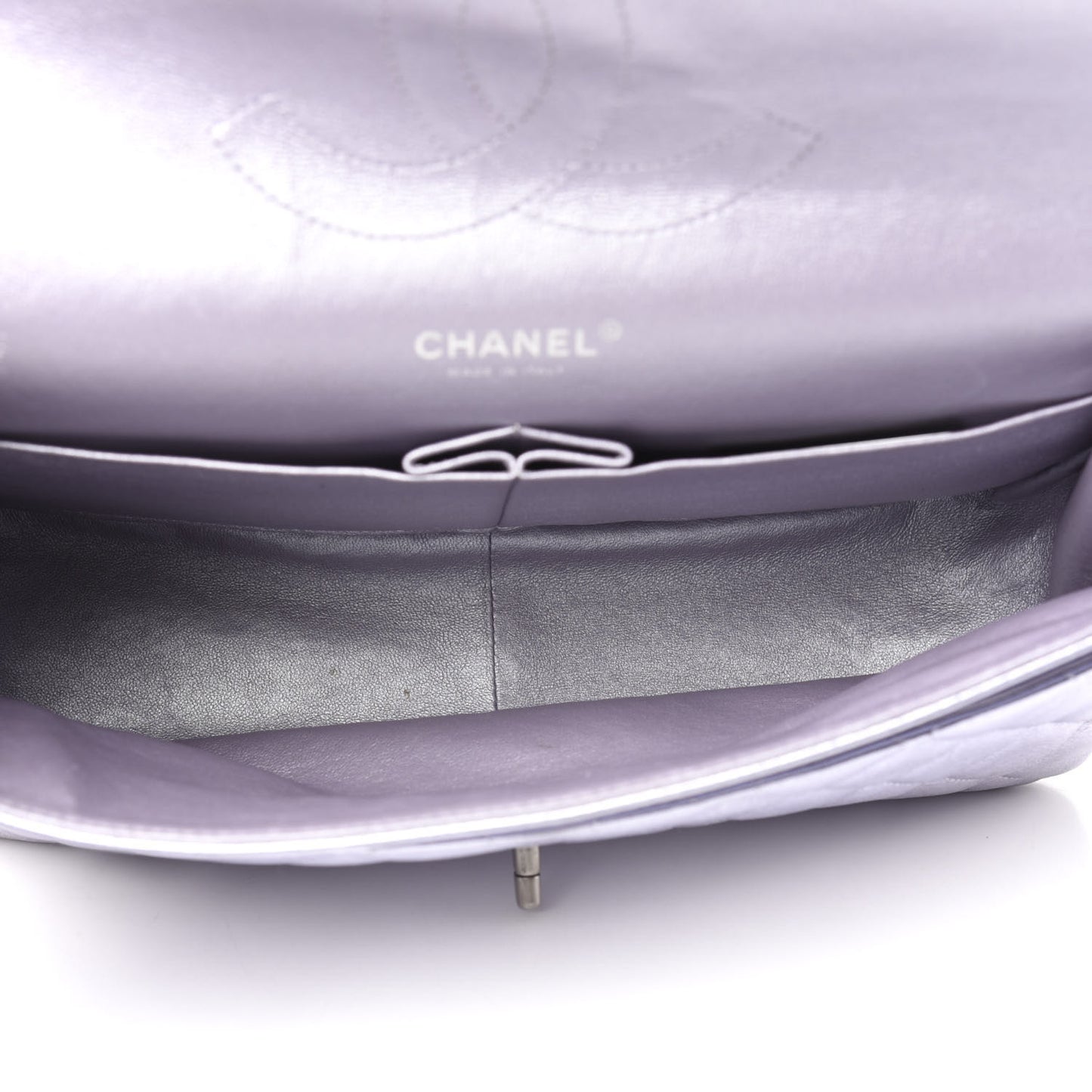 Metallic Lambskin Quilted Jumbo Double Flap Light Purple