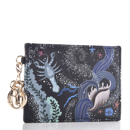 Christian Dior Calfskin Printed Nature Ballet Lady Dior Card Holder Blue 3 of 7