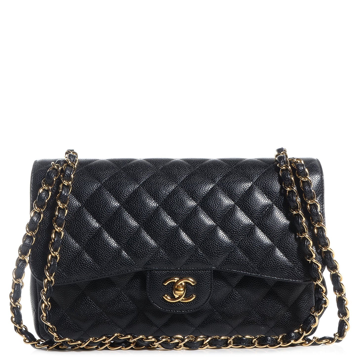 Caviar Quilted Jumbo Double Flap Black