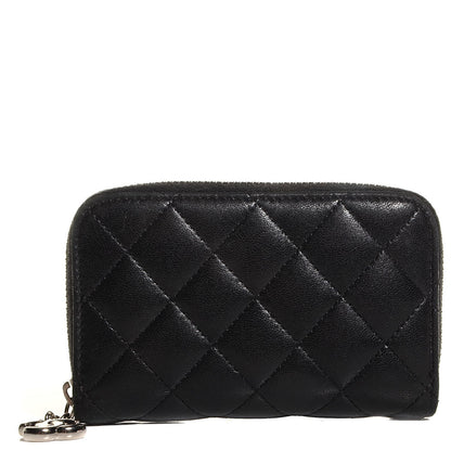 Chanel Lambskin Quilted Zip Around Card Holder Black 1 of 9