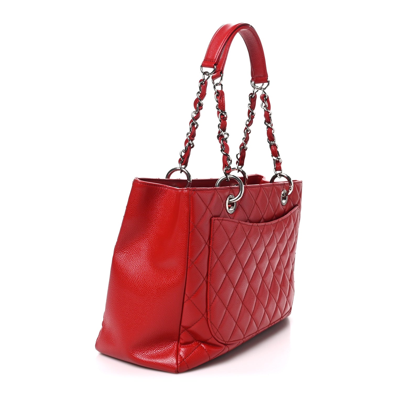 Chanel Caviar Quilted Grand Shopping Tote GST Red 3 of 10