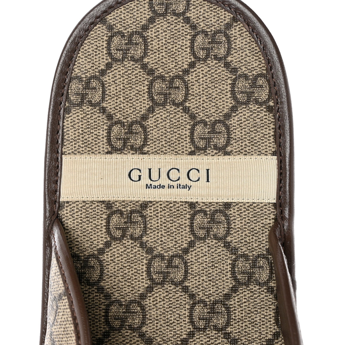GG Supreme Monogram Granada Kid Mens Horsebit Lug Sole Mules 11.5 Beige Ebony New Acero