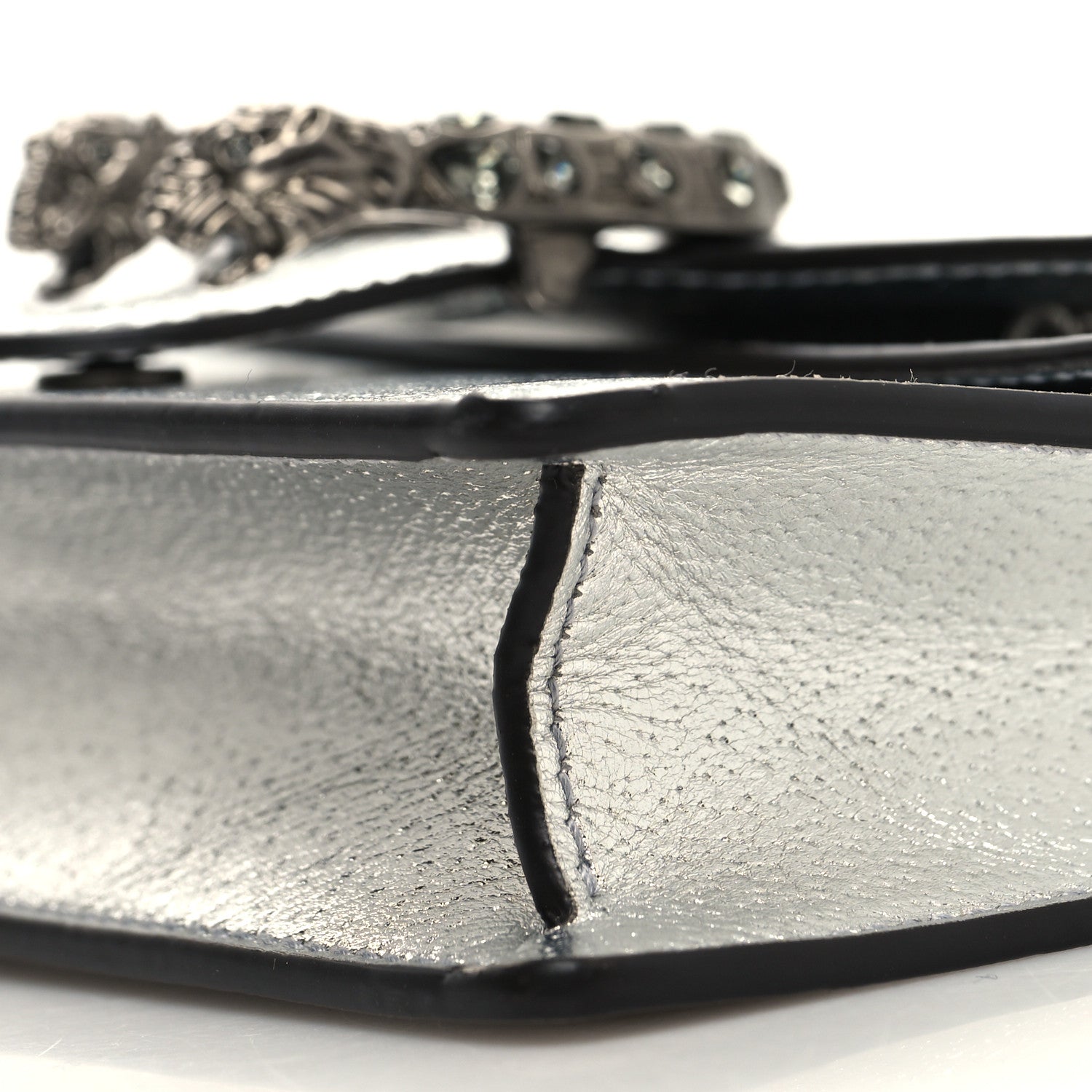 Gucci Metallic Calfskin Super Mini Dionysus Shoulder Bag Silver 9 of 10