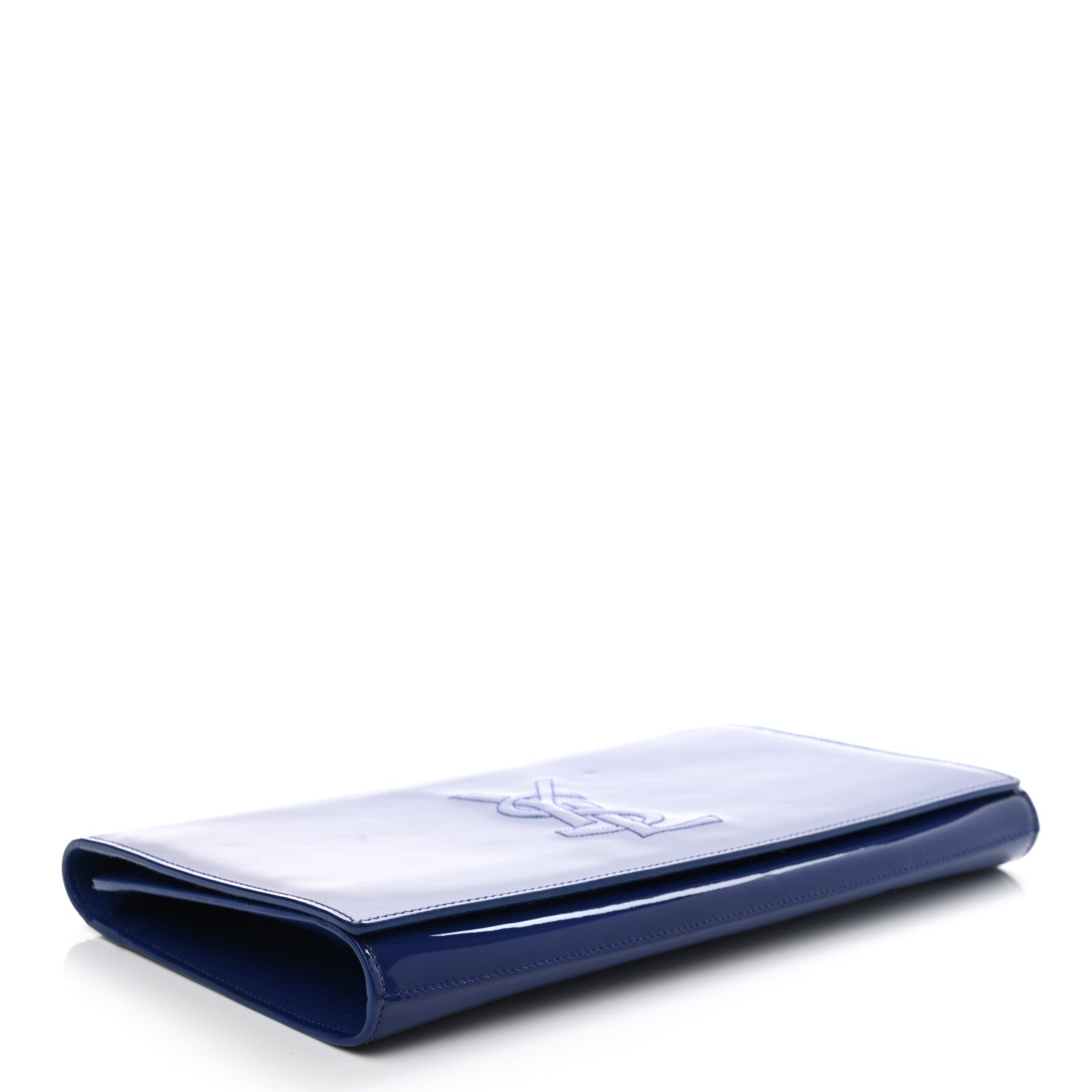 Saint Laurent Patent Calfskin Monogram Large Belle De Jour Clutch Royal Blue 4 of 12