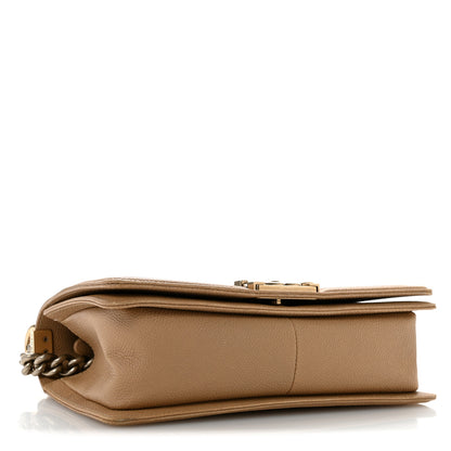 Chanel Calfskin Tweed Medium Boy Flap Dark Beige 4 of 11