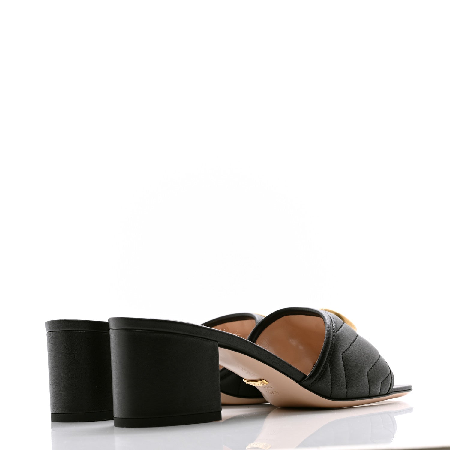 Gucci Nappa Matelasse GG Marmont 55mm Slide Sandals 37.5 Black 4 of 9