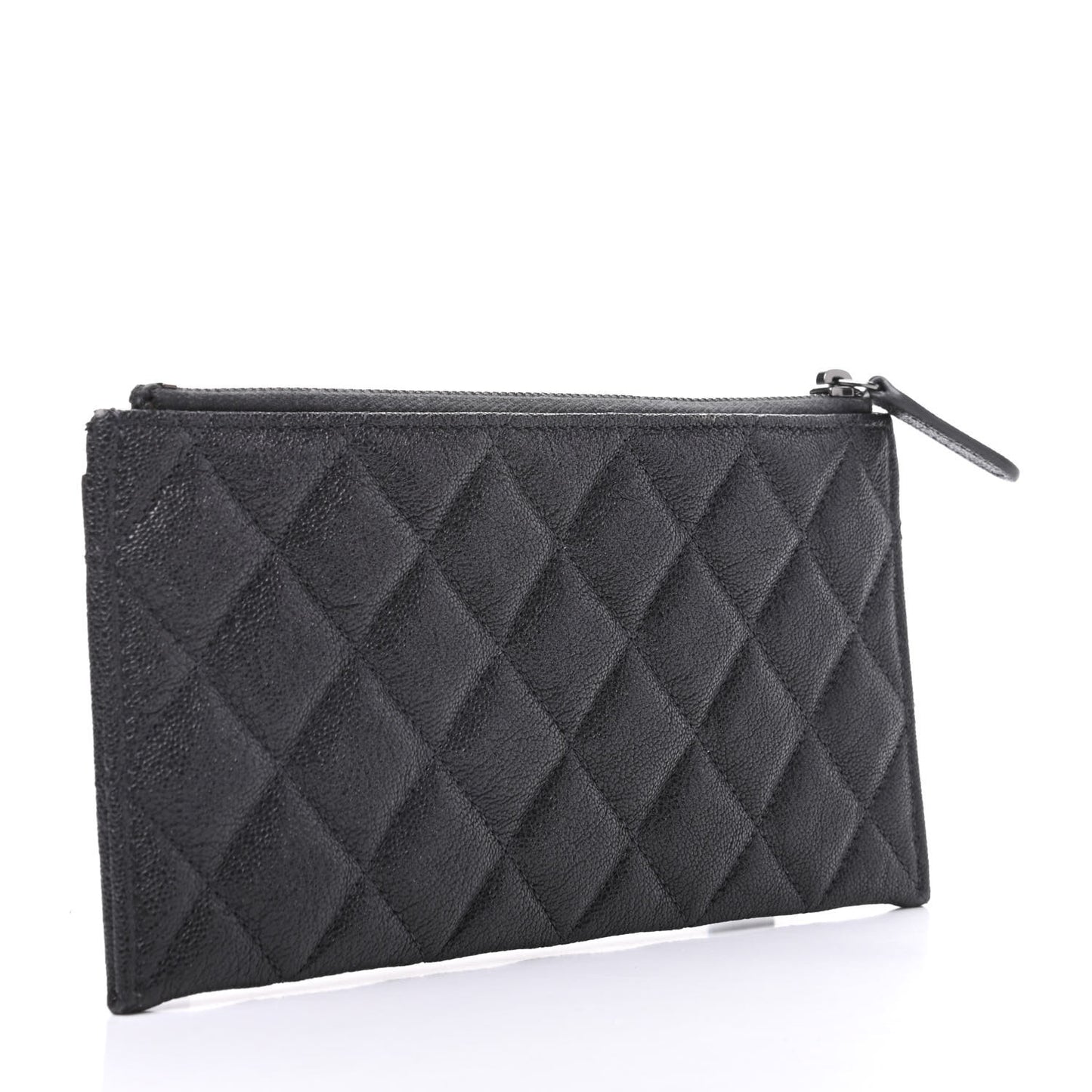 Caviar Quilted Classic Zip Boy Pouch Dark Grey