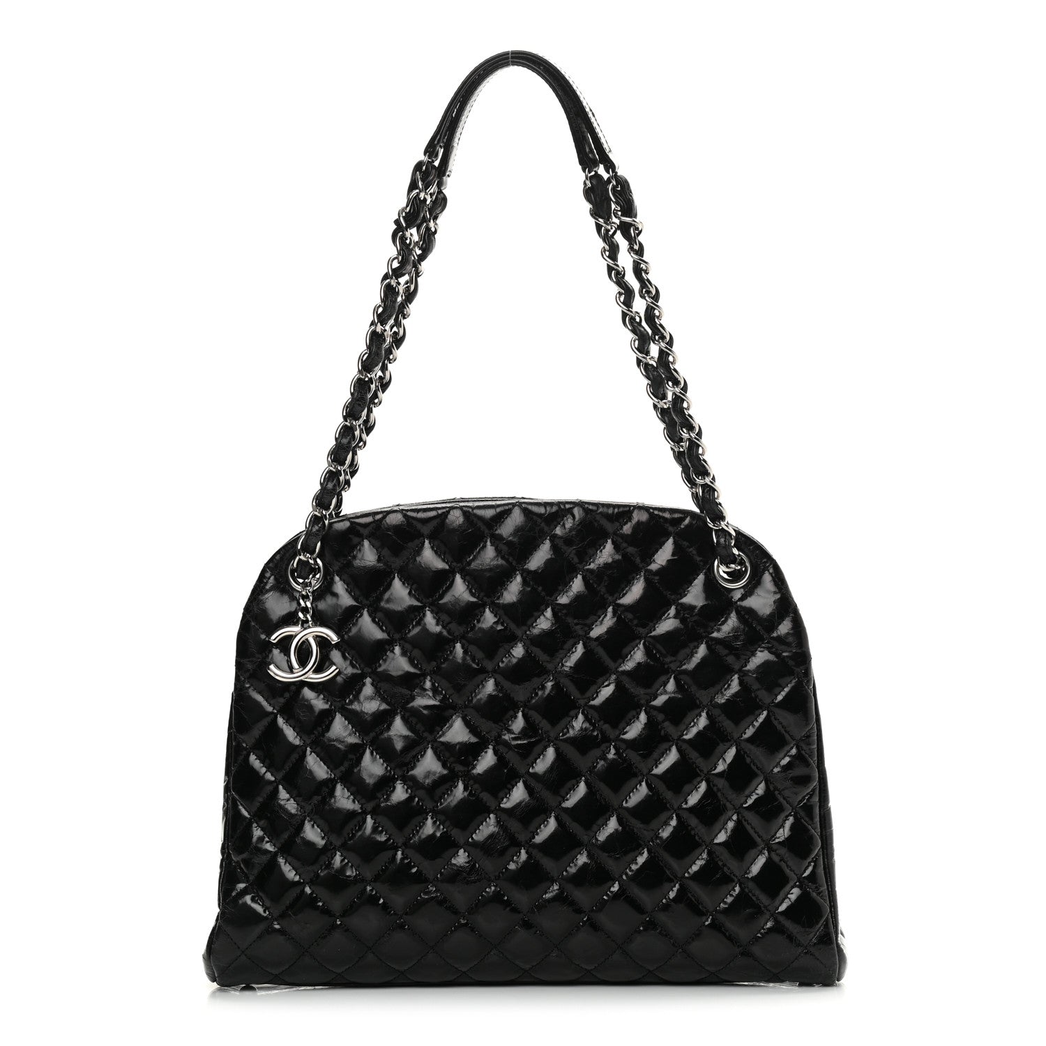 Chanel Glazed Calfskin Quilted Large Just Mademoiselle Bowling Bag Black 1 of 19