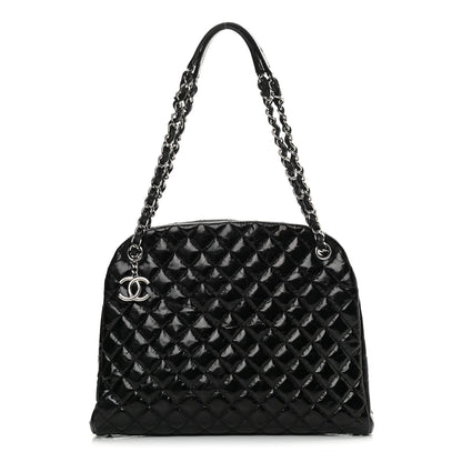 Chanel Glazed Calfskin Quilted Large Just Mademoiselle Bowling Bag Black 1 of 19