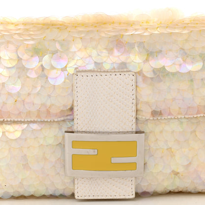Fendi Sequin Paillettes Snakeskin Baguette White 8 of 11