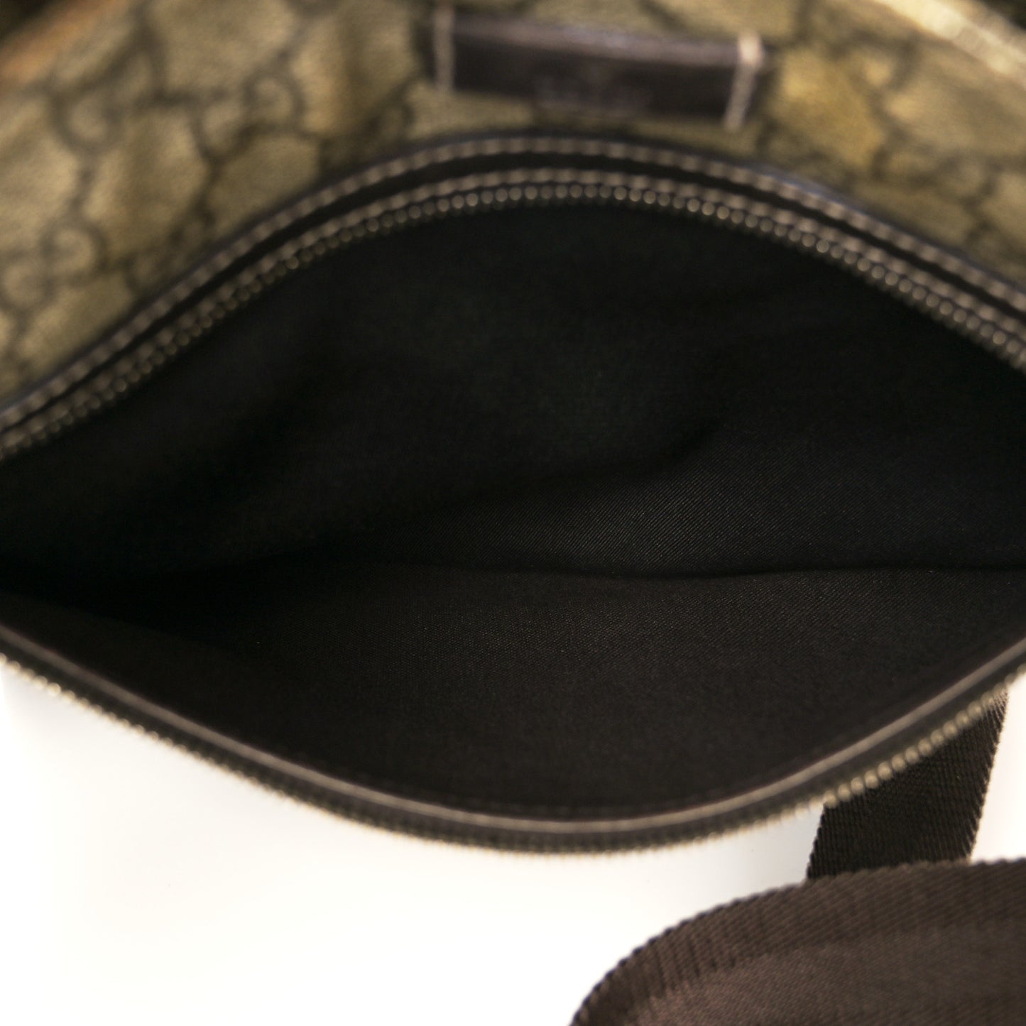 GG Supreme Monogram Selleria Calfskin Small Flat Side Zip Messenger Bag Beige Ebony Cocoa Dark Chocolate