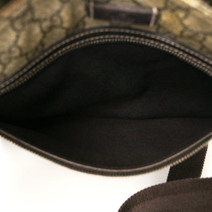 Gucci GG Supreme Monogram Selleria Calfskin Small Flat Side Zip Messenger Bag Beige Ebony Cocoa Dark Chocolate 6 of 12