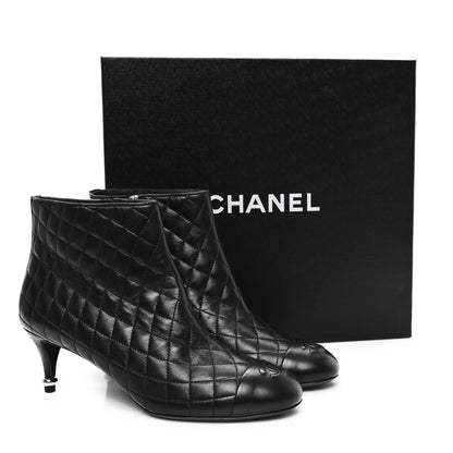 Chanel Lambskin Quilted Cap Toe CC Booties 41 Black 10 of 10