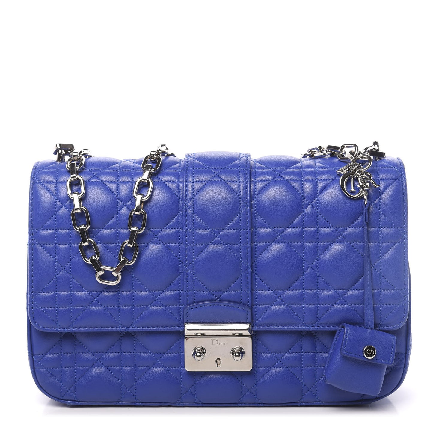 Lambskin Cannage Medium Miss Dior Flap Blue