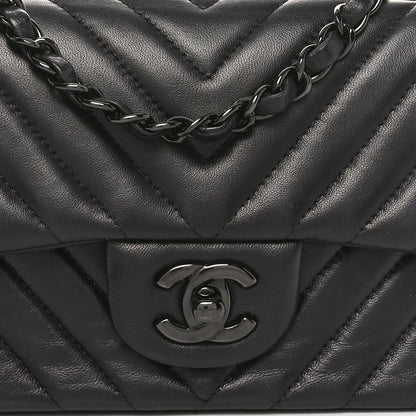 Chanel Lambskin Chevron Quilted Mini Rectangular Flap So Black 8 of 10