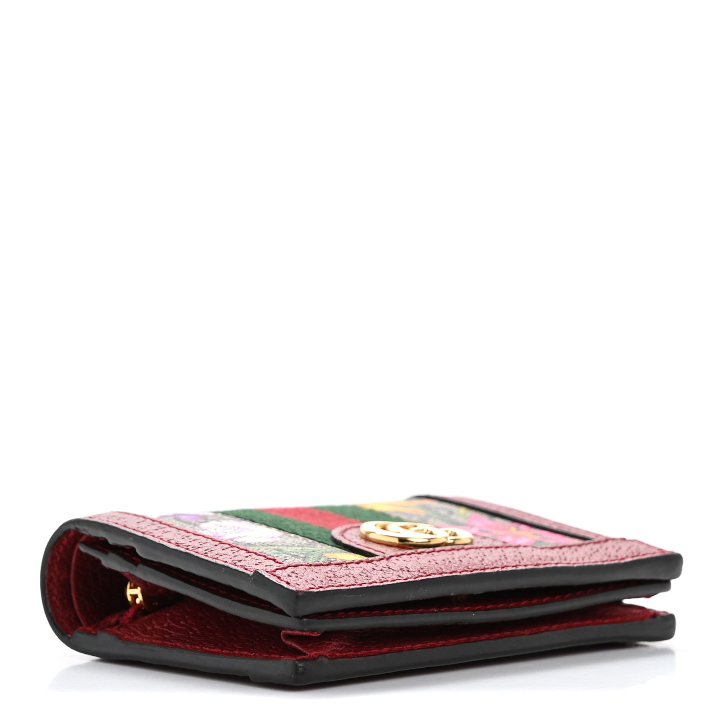 GG Supreme Monogram Flora Web Ophidia Card Case Red