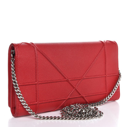 Christian Dior Grained Calfskin Diorama Croisiere Chain Wallet Red 3 of 7