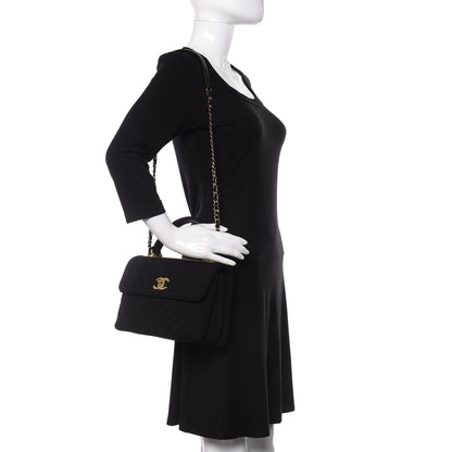 Chanel Jersey Chevron Quilted Small Trendy CC Dual Handle Flap Bag Black 3 of 12