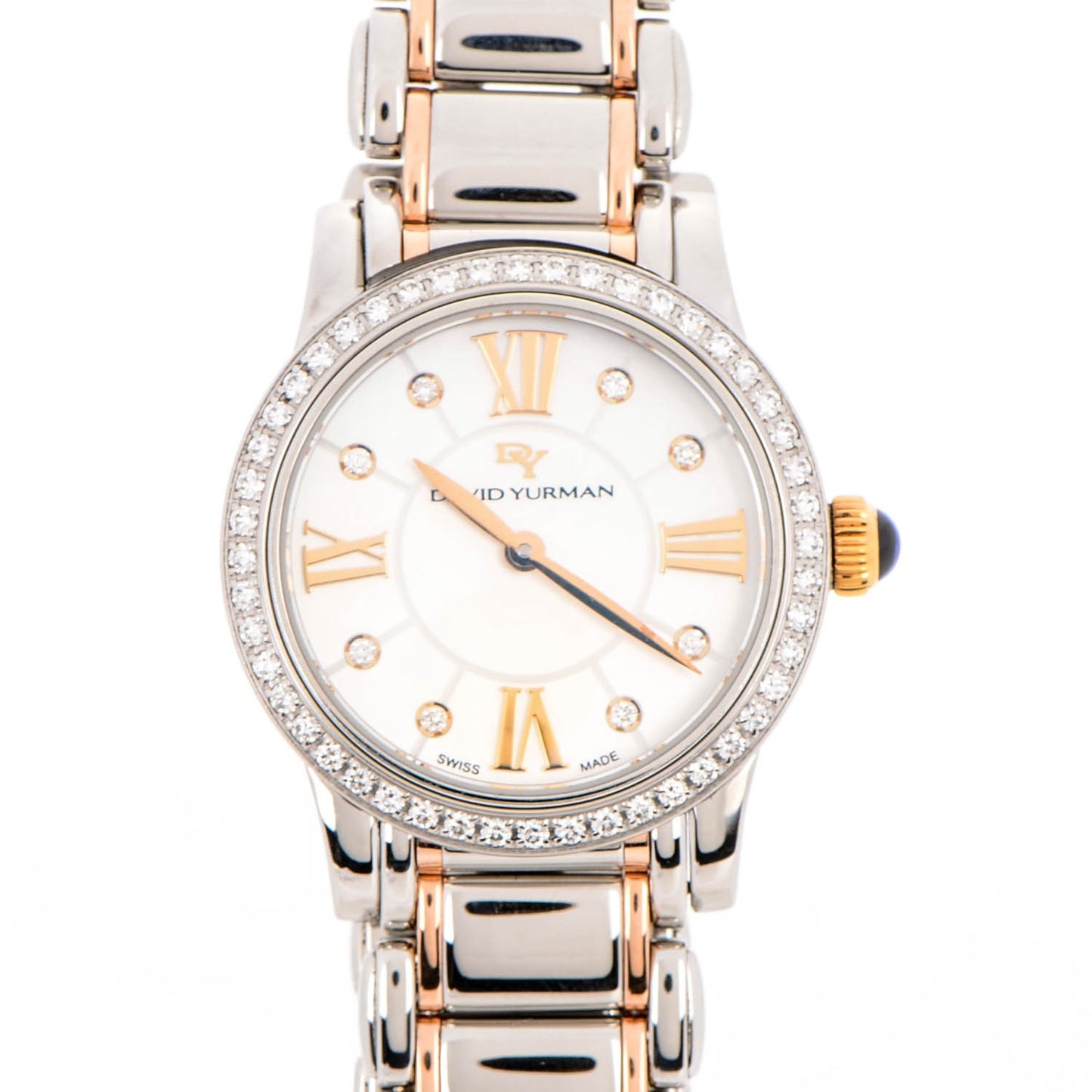 Stainless Steel 18K Rose Gold Diamond Bezel Mother of Pearl 30mm Classic Quartz Watch