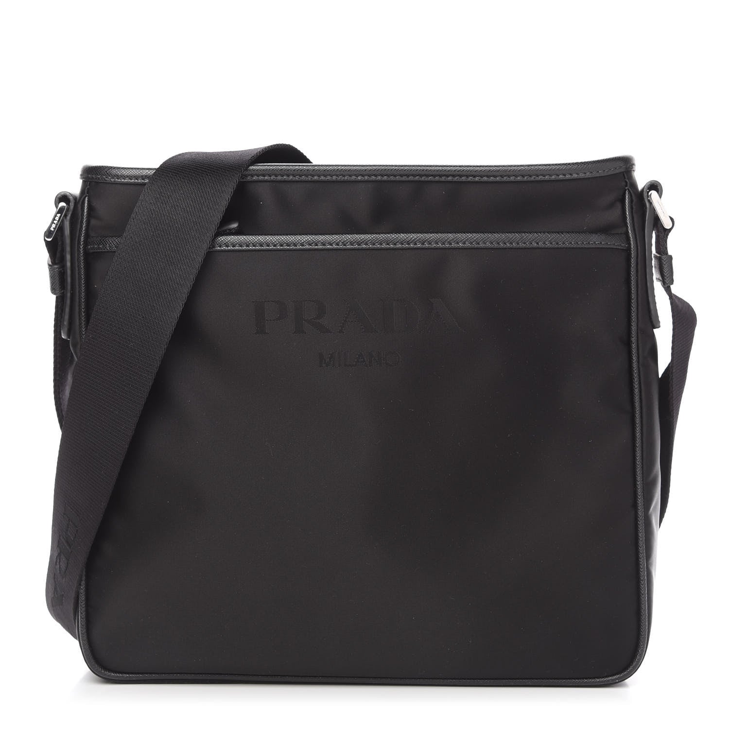 Prada Nylon Saffiano Flat Messenger Bag Black 1 of 10
