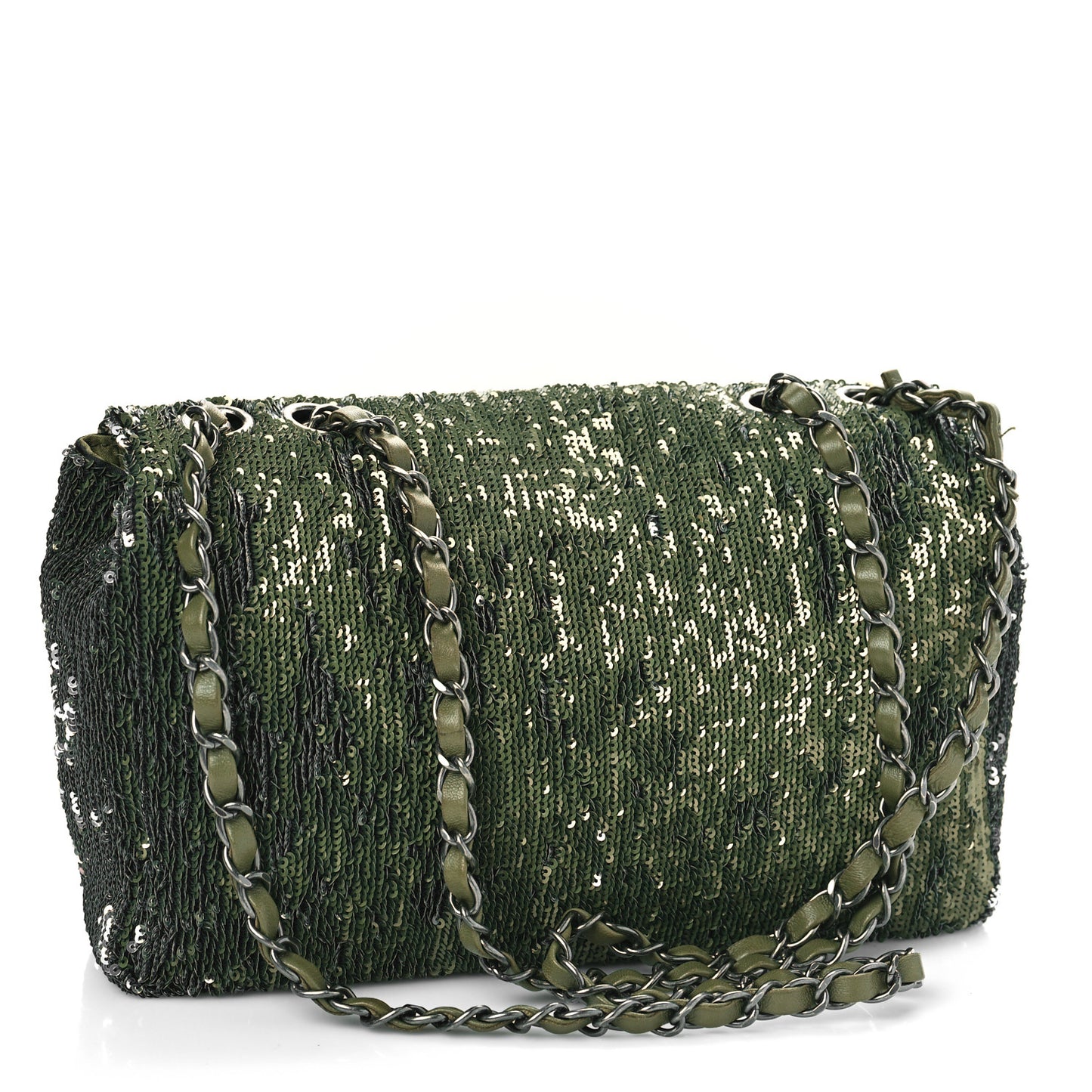 Sequin Coco Cuba Medium Single Flap Khaki