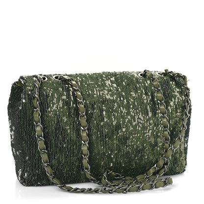 Chanel Sequin Coco Cuba Medium Single Flap Khaki 3 of 10