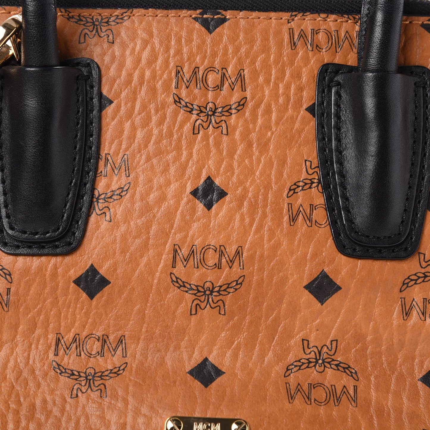 Visetos Small Kathy Double Zip Tote Cognac Black