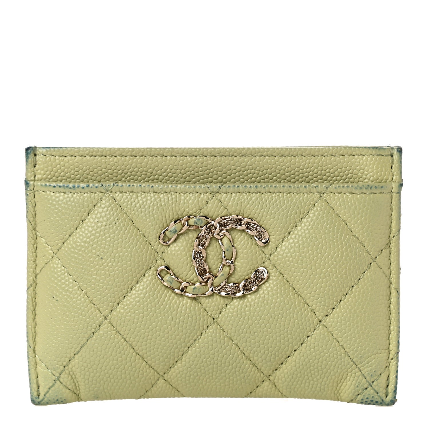 Chanel Caviar Quilted French New Wave Card Holder Light Green 1 of 15