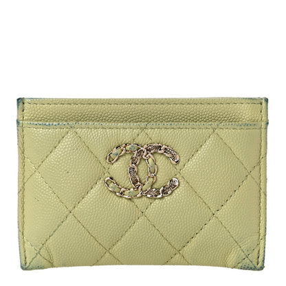 Chanel Caviar Quilted French New Wave Card Holder Light Green 1 of 15