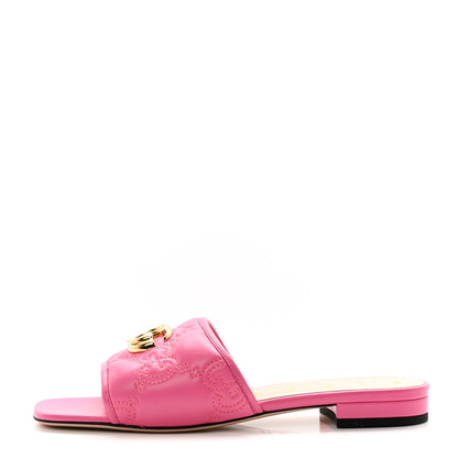 Gucci Nappa GG Matelasse GG Marmont Flat Slide Sandals 39.5 Bon Bon 1 of 8