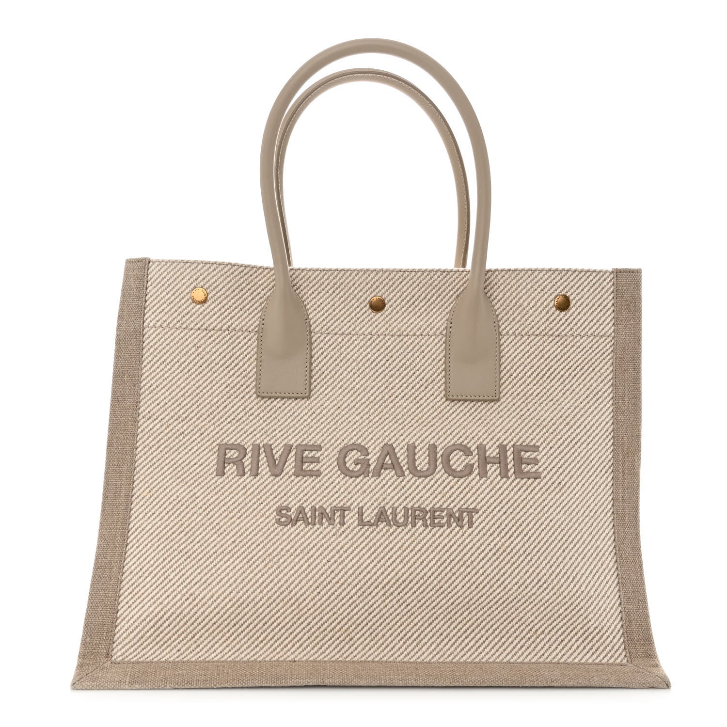 Saint Laurent Linen Calfskin Small Rive Gauche Tote Beige Sea Salt 1 of 10