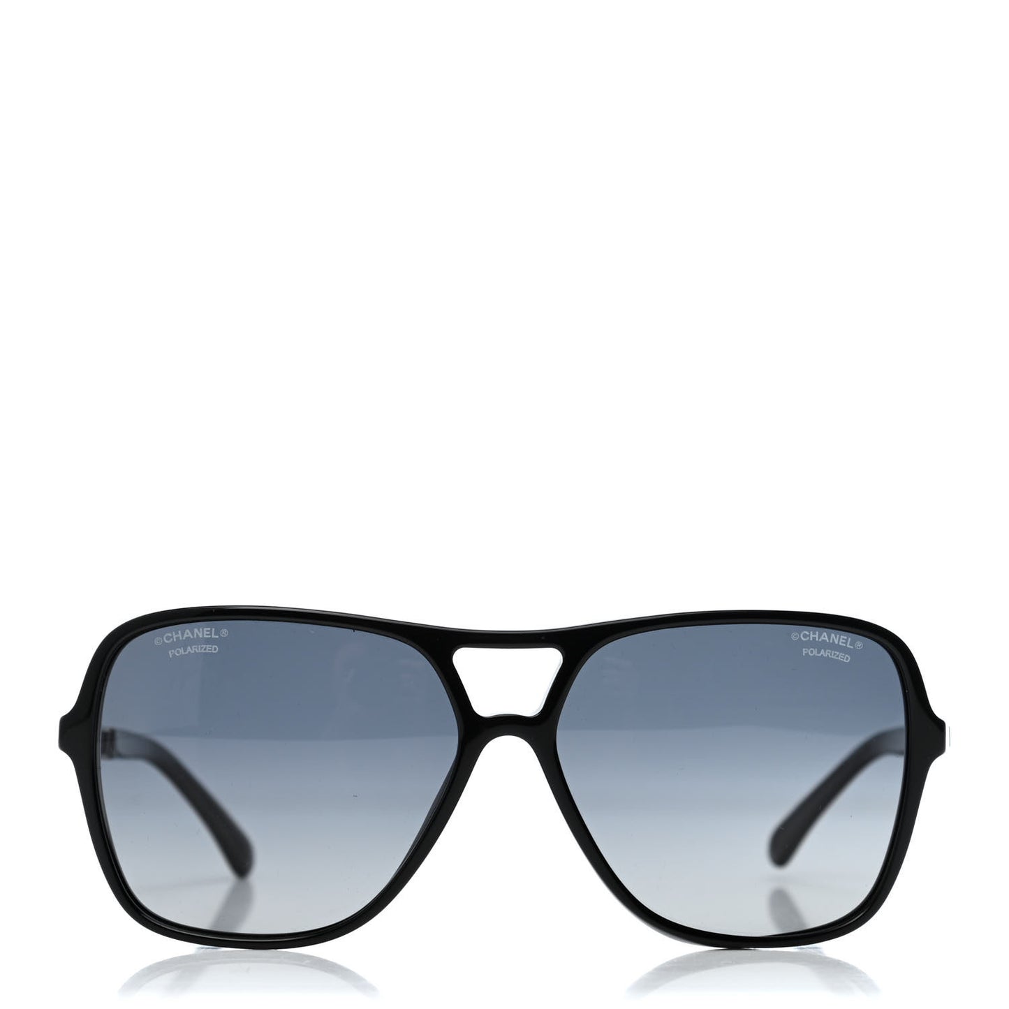 Metal Calfskin CC Chain Pilot Sunglasses 5439-Q Black