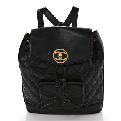 Chanel Lambskin Quilted CC Backpack Black 3 of 9